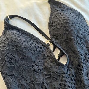 Black Lace One-Piece Swimsuit in excellent condition